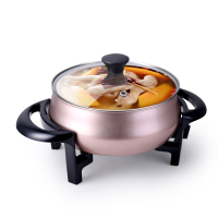 电火锅多功能电锅家用电热锅火锅锅大号电热锅电煮锅电炒锅不粘锅|金色 3L