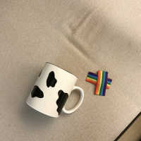 ins杯子可爱早餐情侣简约马克杯复古印花奶牛纹描边咖啡杯牛奶杯