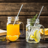 北欧ins复古玻璃杯公鸡杯家用果汁梅森杯咖啡透明创意水杯子带盖