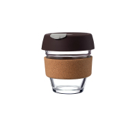 风靡 网红随行杯 咖啡杯带盖 隔热玻璃杯便携水杯ins风|松露棕软木款226ml