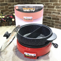 韩式电烧烤炉家用不粘锅烤锅涮锅电火锅多功能麦饭石锅乌龟锅|烤盘+鸳鸯涮锅