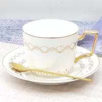 骨瓷咖啡杯套装欧式高档金边创意陶瓷杯带碟带勺茶杯茶具礼盒套具|万家灯火纯金1杯1碟1勺快递装