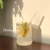 日式ins风简约锤目纹玻璃水杯耐热牛奶咖啡杯拿铁杯威士忌洋酒杯