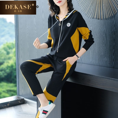 杜卡西品牌杜卡西(DEKASE)连帽运动套装女春秋休闲运动服两件套时尚套装女