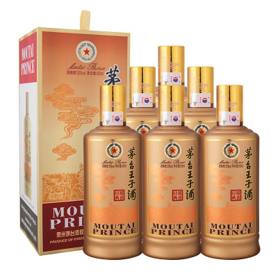 Moutai/茅台王子酱香经典53度酱香型白酒(满两瓶赠一手提袋)500ml*6瓶