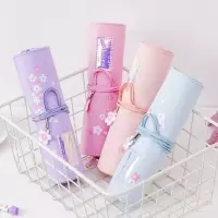 韩版创意初中生笔帘卷笔袋女孩简约文具盒中小学生大容量铅笔袋