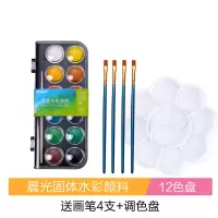 固体颜料水彩颜料套装水彩画工具专业美术水粉颜料初学者学生 12色[4件套]