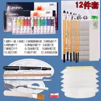 牌水粉水彩颜料套装初学者工具箱儿童马力牌24色广告画颜料 12毫升12件套送毛巾 12色水粉颜料