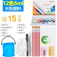 水彩水粉画颜料套装学生用初学者装24色颜料绘画画画颜料 水粉12色/5ml送15件套装