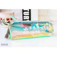 蔡徐坤笔袋同款陈立农镭射笔袋韩国女生透明铅笔袋文具盒 蔡徐坤同款镭射笔袋[绿色]+笔3支