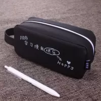 韩版创意学霸铅笔袋简约男女初中学生大容量小清新水果可爱文具盒 果冻学霸方形-学习使我快乐