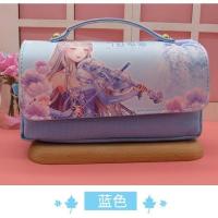 韩版创意女孩奇迹暖暖笔袋手提包女生款铅笔盒大容量文具盒化妆包 8830蓝色奇迹暖暖[送29件套]