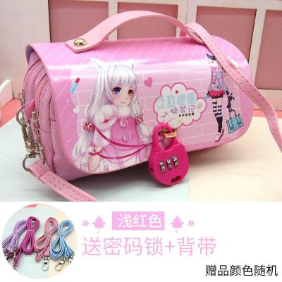 韩版创意女孩奇迹暖暖笔袋手提包女生款铅笔盒大容量文具盒化妆包 7831粉色奇迹[送背带+29件套]