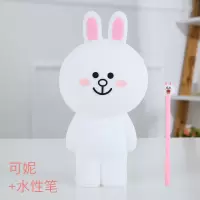 韩版布朗熊硅胶笔袋网红中学生女生文具盒创意简约大容量可爱笔盒 可妮兔笔袋送1支笔[不带包装] 普通硅胶