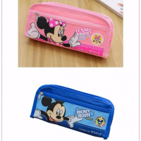 2019款..迪士尼笔袋韩国创意网状大容量文具盒学生收纳袋多款可选 迪士尼笔袋-粉色+蓝色