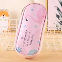 笔袋女生韩版网红少女心东西学习用品初中生简约ins文具盒男铅笔 粉色火烈鸟 +4支中国结钥匙笔