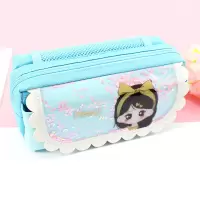 笔袋女孩韩国简约女生小清新可爱小学生铅笔盒初中生文具盒学生用 19003蓝色