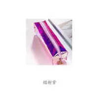 少女心笔袋女生韩版中学生文具盒女简约小清新可爱卡通笔盒大容量 镭射-紫 5支学霸笔+10支笔芯