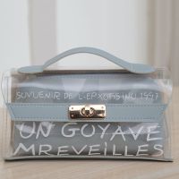 小学生初中生韩国简约小清新透明手提女生笔袋文具袋文具盒锁笔袋 9168蓝 笔袋+一盒12支中性笔