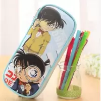 可爱小女孩铅笔袋创意文具盒卡通男女中小学生儿童学习铅笔盒笔袋 浅蓝柯南