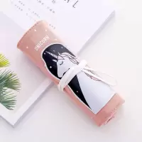 韩版网红创意初中生笔帘卷笔袋女生简约文具盒大容量小学生铅笔袋 6930-桔红(内置小笔袋)