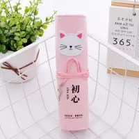 韩版网红创意初中生笔帘卷笔袋女生简约文具盒大容量小学生铅笔袋 6920-粉色(内置小笔袋)