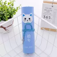 韩版网红创意初中生笔帘卷笔袋女生简约文具盒大容量小学生铅笔袋 6920-蓝色(内置小笔袋)
