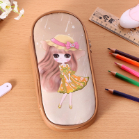 韩版网红笔袋可爱女孩铅笔盒卡通大容量男女小学生儿童学习文具盒 晴丽女孩[一个笔袋]