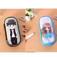 韩版网红笔袋可爱女孩铅笔盒卡通大容量男女小学生儿童学习文具盒 晴帅和晴多[两个笔袋]