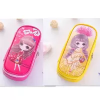 韩版网红笔袋可爱女孩铅笔盒卡通大容量男女小学生儿童学习文具盒 晴乐和晴靓[两个笔袋]
