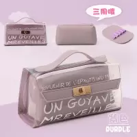 韩版笔袋女生时尚文具盒小学生初中生简约小清新儿童可爱铅笔盒女 1801字母紫