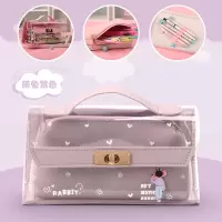 韩版笔袋女生时尚文具盒小学生初中生简约小清新儿童可爱铅笔盒女 1801萌兔紫