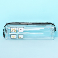 透明笔袋韩版简约女生小清新可爱高中初中小学生用铅笔文具盒 透明-方形四方块