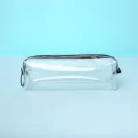 透明笔袋韩版简约女生小清新可爱高中初中小学生用铅笔文具盒 全透明-专用黑色