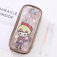 日韩国简约铅笔袋男女孩小学生小清新创意可爱初中生大容量文具盒 流沙卡其色
