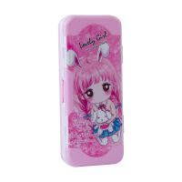 文具盒男女孩儿童铅笔盒小学生幼儿园多功能塑料三层网红笔盒 无密码锁兔女孩（送20件套）