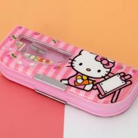 儿童小学生文具盒女男孩可爱密码多功能三层铅笔盒奥特曼 1-6年级 新款-KT猫(双层送4礼品)