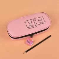 笔袋韩版小学生可爱铅笔盒女初中学生多功能大容量文具盒文具袋男 粉红色小兔不带密码锁