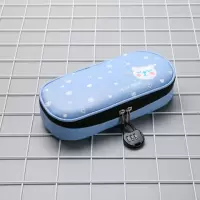 笔袋韩版小学生可爱铅笔盒女初中学生多功能大容量文具盒文具袋男 萌化物蓝色带密码锁
