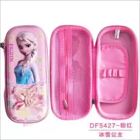 3d笔袋女生三层大容量可爱小清新小学生用男女铅笔盒文具盒 5427--3D印花蝴蝶结-粉色