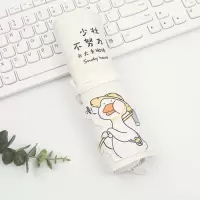 萌小奇韩版网红笔袋女生简约卷笔袋初中学生文具盒拼接可爱铅笔袋 2781米色