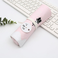 萌小奇韩版网红笔袋女生简约卷笔袋初中学生文具盒拼接可爱铅笔袋 2835粉色