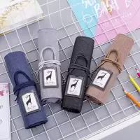 卷笔袋帘男女生韩版网红初中小学生简约透明文具袋铅笔盒镭射ins