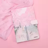 手帐本少女心彩页手绘套装复古手账本ins可爱韩版笔记本子日记本 花见-阶梯