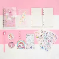 ins可爱少女心手账本独角兽套装韩版diy活页记事本网红笔记本 豪华版A6