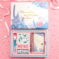 网红手账本礼盒套装日系樱花古风少女心粉可爱学生笔记本子小清新 大礼盒-蝶光飞舞