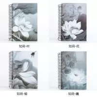 笔记本子可爱韩版学生加厚少女心日记本记事小清新线圈本手账本a5 如荷(151张/302页) 4本(全套封面)