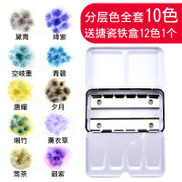 分层色固体水彩颜料视觉单块三原色新色管状分装古风插画套装 分层色10色送搪瓷铁盒12色1个 单个