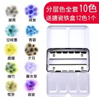 分层色固体水彩颜料视觉单块三原色新色管状分装古风插画套装 分层色10色送搪瓷铁盒12色1个 单个
