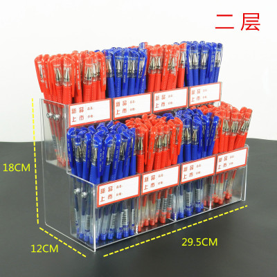 笔架文具店展示架阶梯宝塔笔架柜台亚克力透明笔架透明手账本册架 二层8格拆装笔架送标价签
